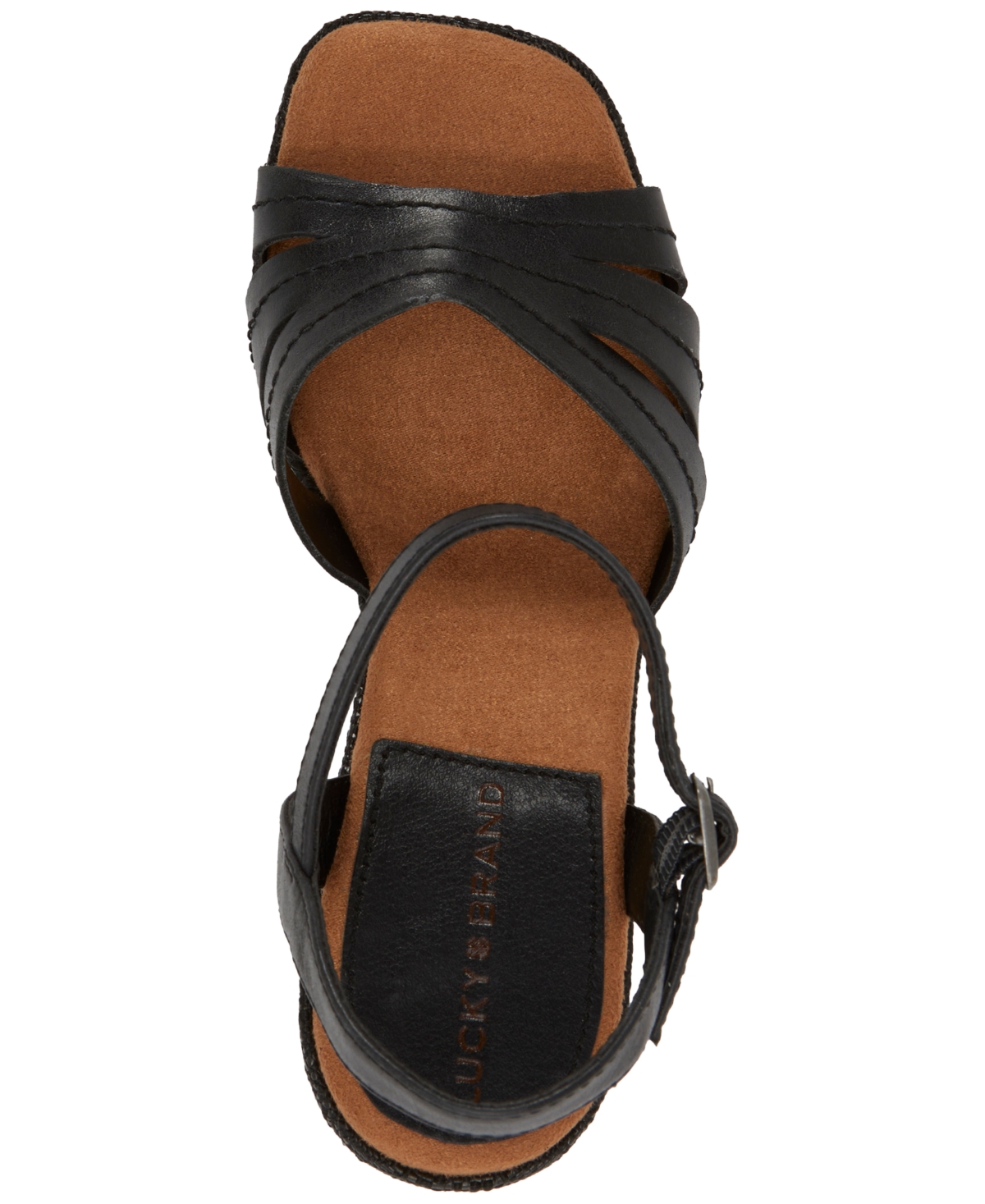 Shop Lucky Brand Women's Fanesa Strappy Block-heel Dress Sandals In Black Leather