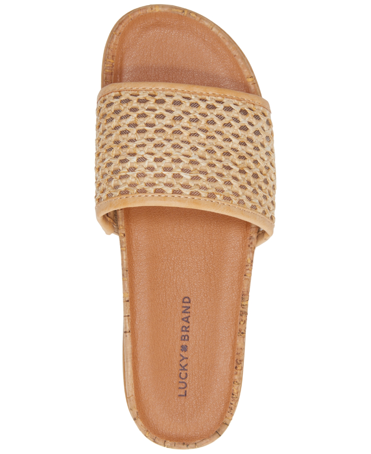Shop Lucky Brand Women's Dylina Cork Platform Slide Sandals In Natural Raffia