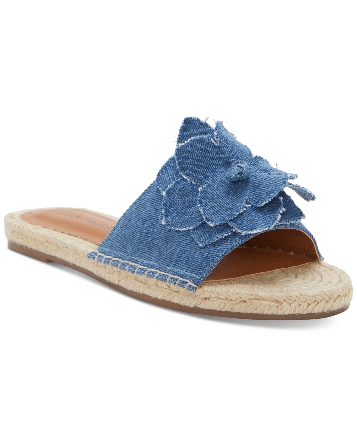 Shop Lucky Brand Women's Biricha Flower Flat Sandals In Medium Denim