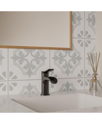 Waterfall Single Hole Single-Handle Low-Arc Bathroom Faucet With Supply Line in Matte Black