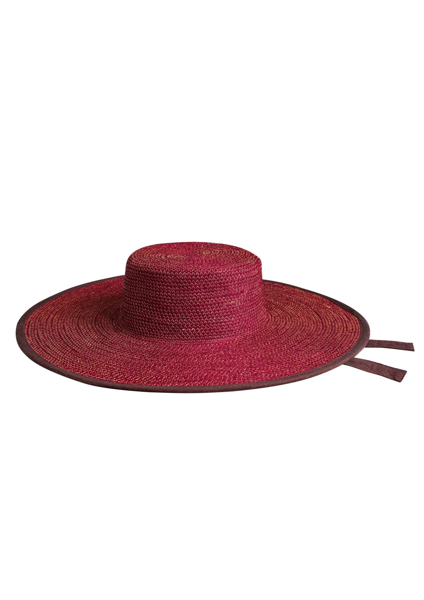 Женский головной убор Brunna.co Lolo Wide-brim Jute Boater, цвет: Бордовый — фото 1
