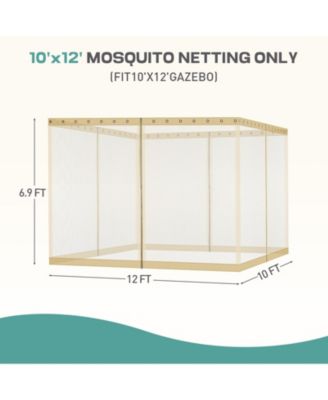 Universal 10 x 12 ft. Gazebo Replacement Mosquito Netting Screen 4-Panel Sidewalls with Double Zipper (Only Netting)