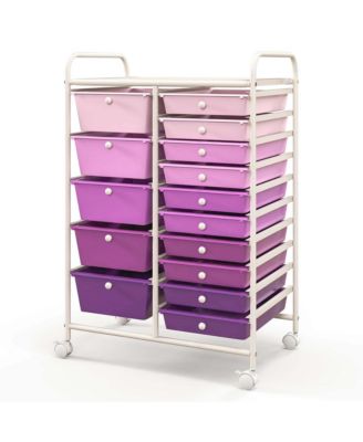15-Drawer Rolling Storage Cart for Tools, Scrapbook Paper, Office and School Organization