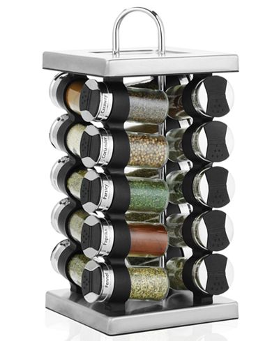 Martha Stewart Collection Square Stainless Steel Spice Rack, 21-Piece Set, Only at Macy's,
