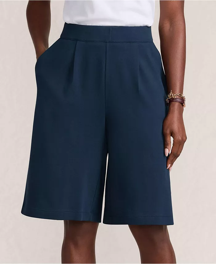 Women's Sport Knit High Rise Pleated 12" Bermuda Shorts
