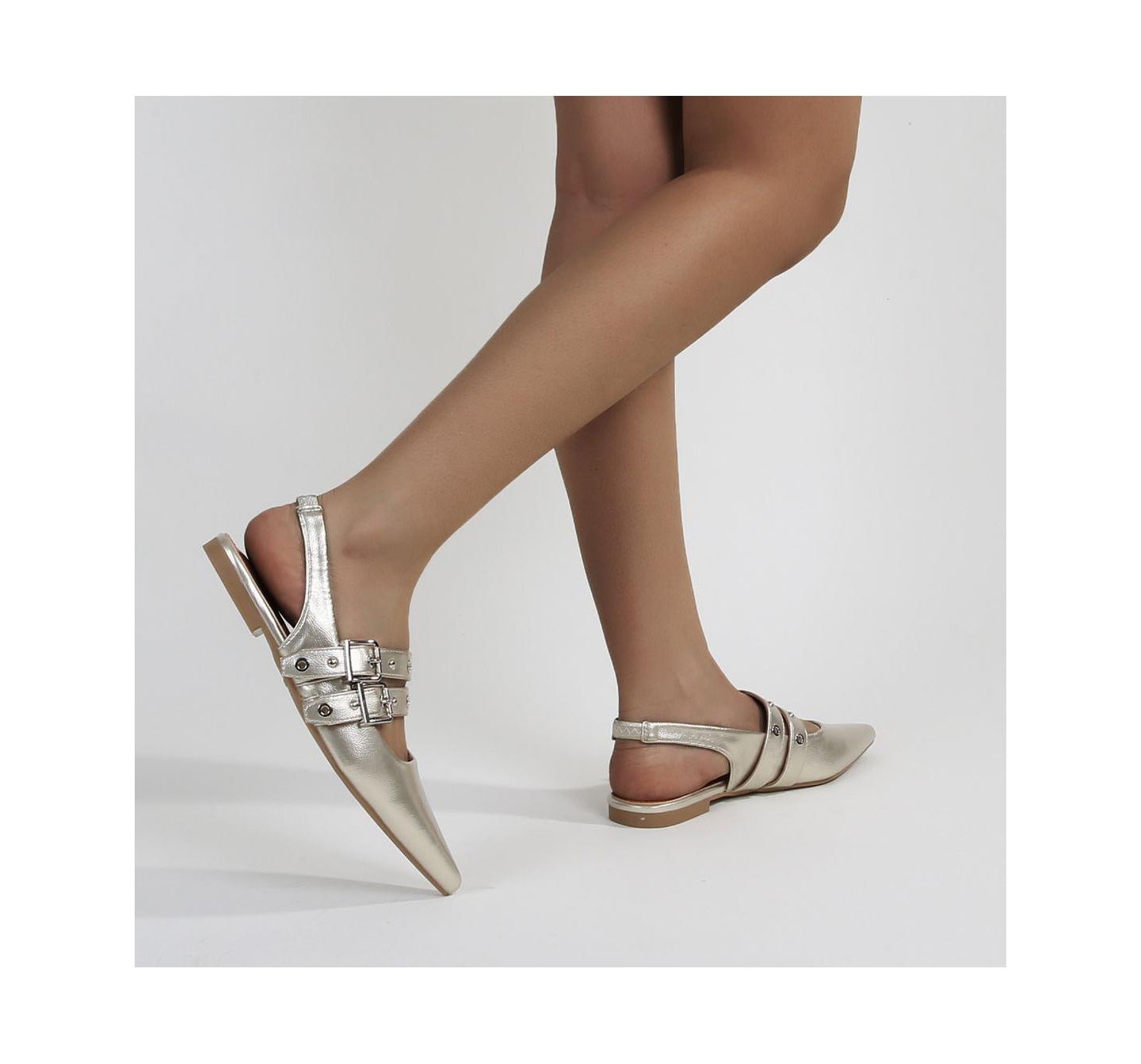 Женские балетки BERNESS Fabiola Slingback Flats, цвет: Золотой — фото 3