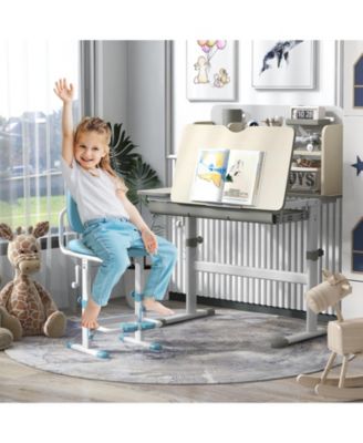 Height Adjustable Kids Study Desk with Tilt Desktop for 3-12 Years Old