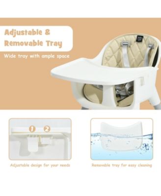 Kids 4-in-1 Convertible Table Chair Set with PU Cushion