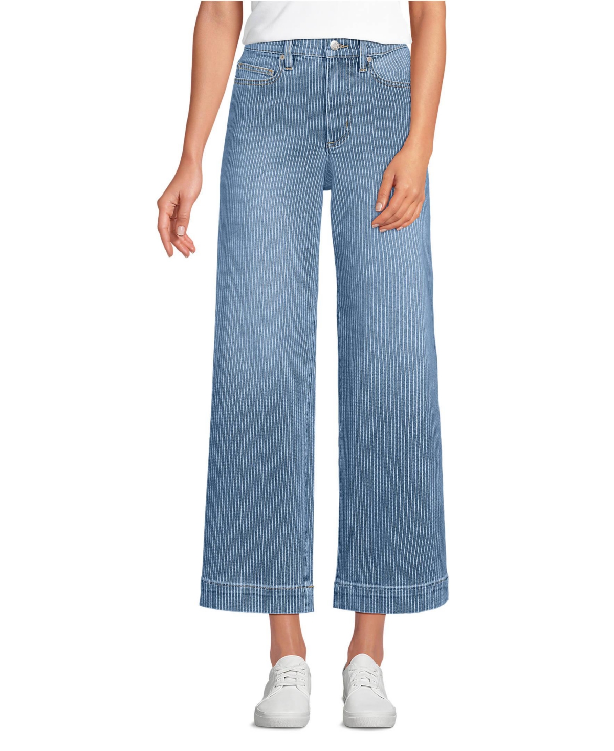 Petite Recover Denim High Rise Wide Leg Crop Jeans - Beau blue stripe