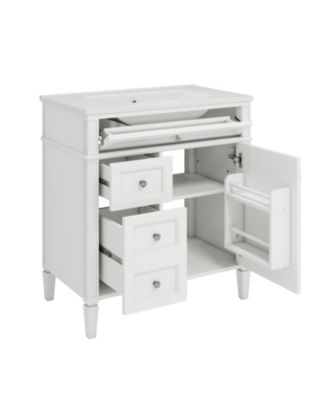 30" Modern Bathroom Vanity Single Sink, 2 Drawers, Tip-out