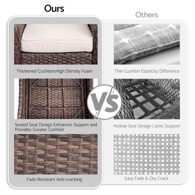 Streamdale 5-Piece Rattan Outdoor Conversation Set 2 Ottomans, 2 Single Chairs, 1 Couch