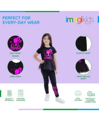 Girls Metallic Print Peplum T-Shirt and Pants