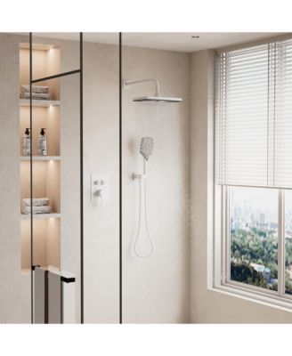 Wall-Mounted High-Pressure Shower System with Rain Shower Head and Temperature Display