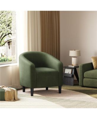 1 piece Corduroy Fabric Upholstered Accent Barrel Chair