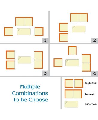 4PCS Rattan Furniture Set Coffee Table Cushioned Sofa Garden Lawn Patio