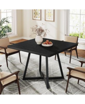 Square Dining Table for 4, 31.5" Industrial Dinner Table with Metal Base, Wood Kitchen Table for Dining Room, Small Space, Apartment