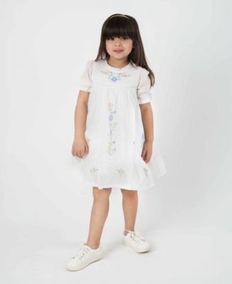 Rare Editions Little and Toddler Girls Cross Stitch Embroidered Dress -  Macy's