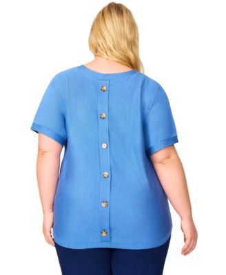 Plus Size Button-Back Dolman-Sleeve Sweater, Exclusively at Macy's