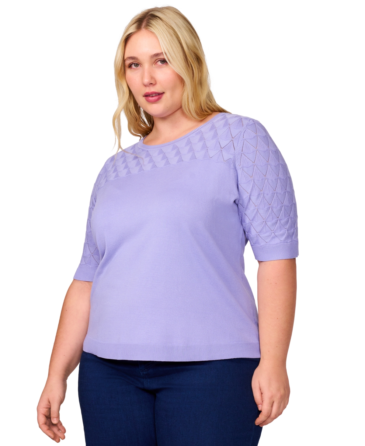 Plus Size Elbow-Sleeve Top, Exclusively at Macy's - Jet Black