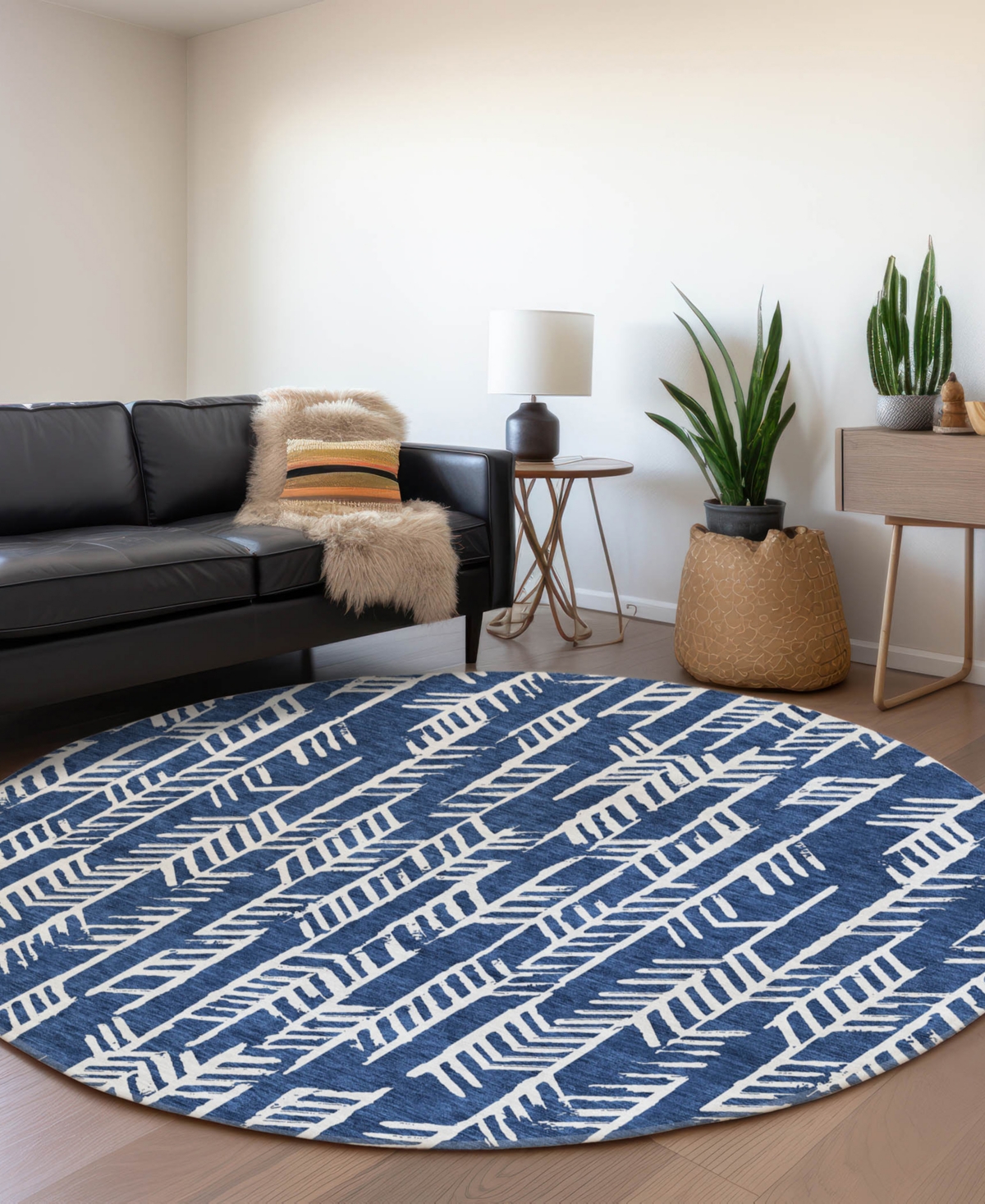 Addison Chantille Acn906 8'x8' Round Area Rug In Navy