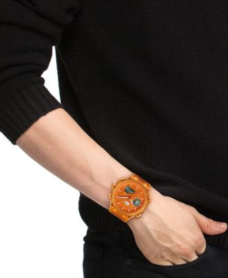 Men's Orange Silicone Strap Watch, 45mm