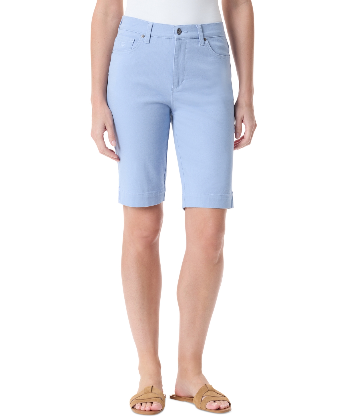 Gloria Vanderbilt Plus Size Cargo Capri Pants In Dreamy Blue