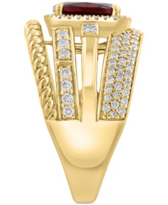 EFFY&reg; Garnet (2-1/5 ct. t.w.) & Diamond (5/8 ct. t.w.), Multirow Statement Ring in 14k Gold-Plated Sterling Silver
