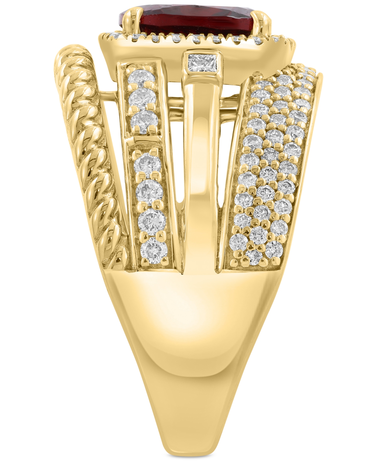 Effy Collection Effy Garnet (2-1/5 Ct. T.w.) & Diamond (5/8 Ct. T.w.), Multirow Statement Ring In 14k Gold-plated St In Garnet