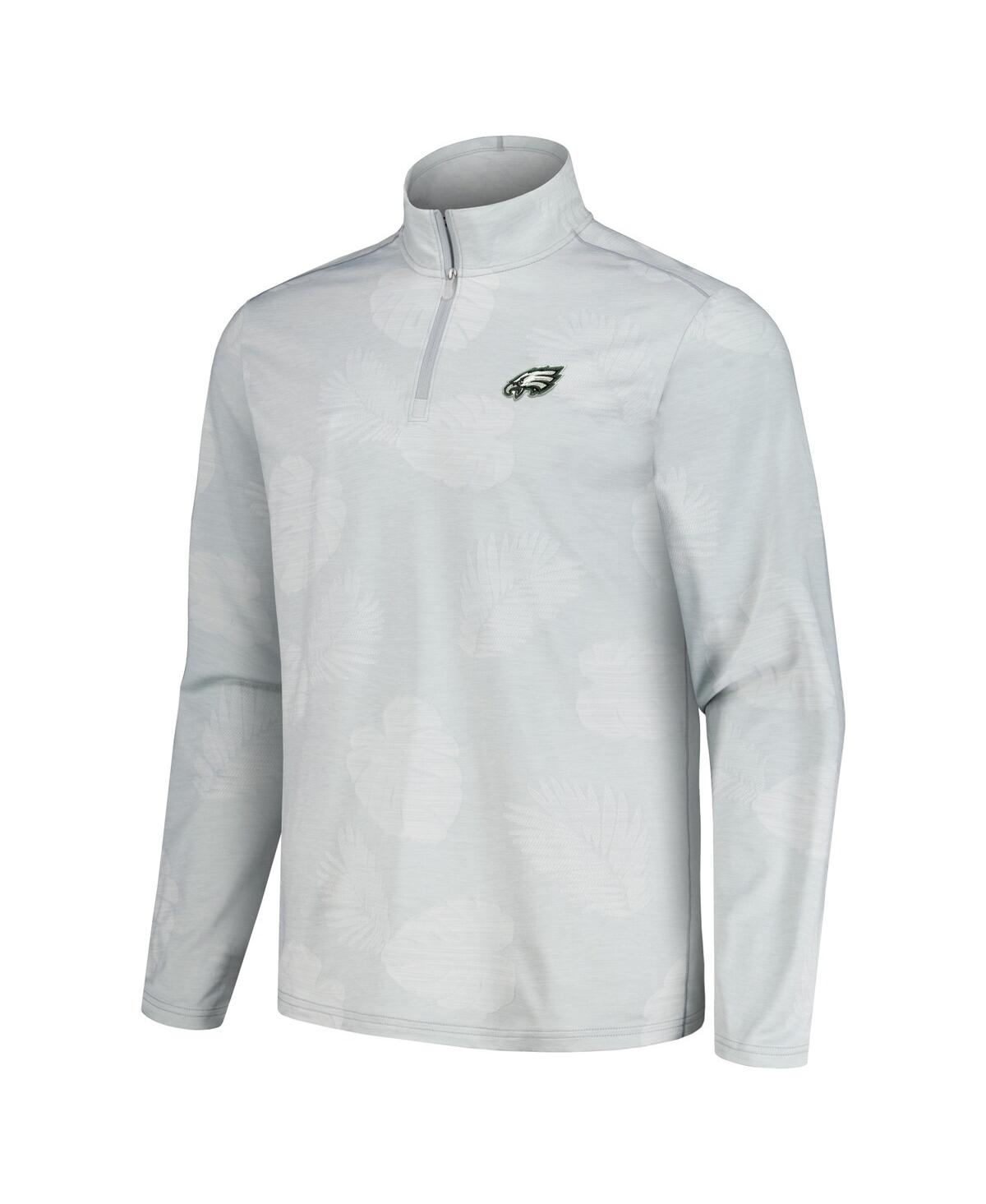 Tommy Bahama Men's Gray Philadelphia Eagles Delray Frond Islandzone Half-zip Sweatshirt In Gray