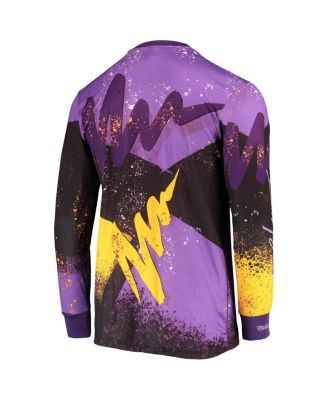 Men's Purple Los Angeles Lakers Hardwood Classics Hyper Hoops Moto Sublimated Long Sleeve T-shirt