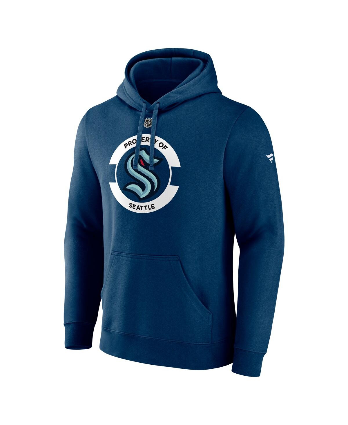Fanatics Men's Deep Sea Blue Seattle Kraken Authentic Pro Core Secondary Fleece Pullover Hoodie In Navy