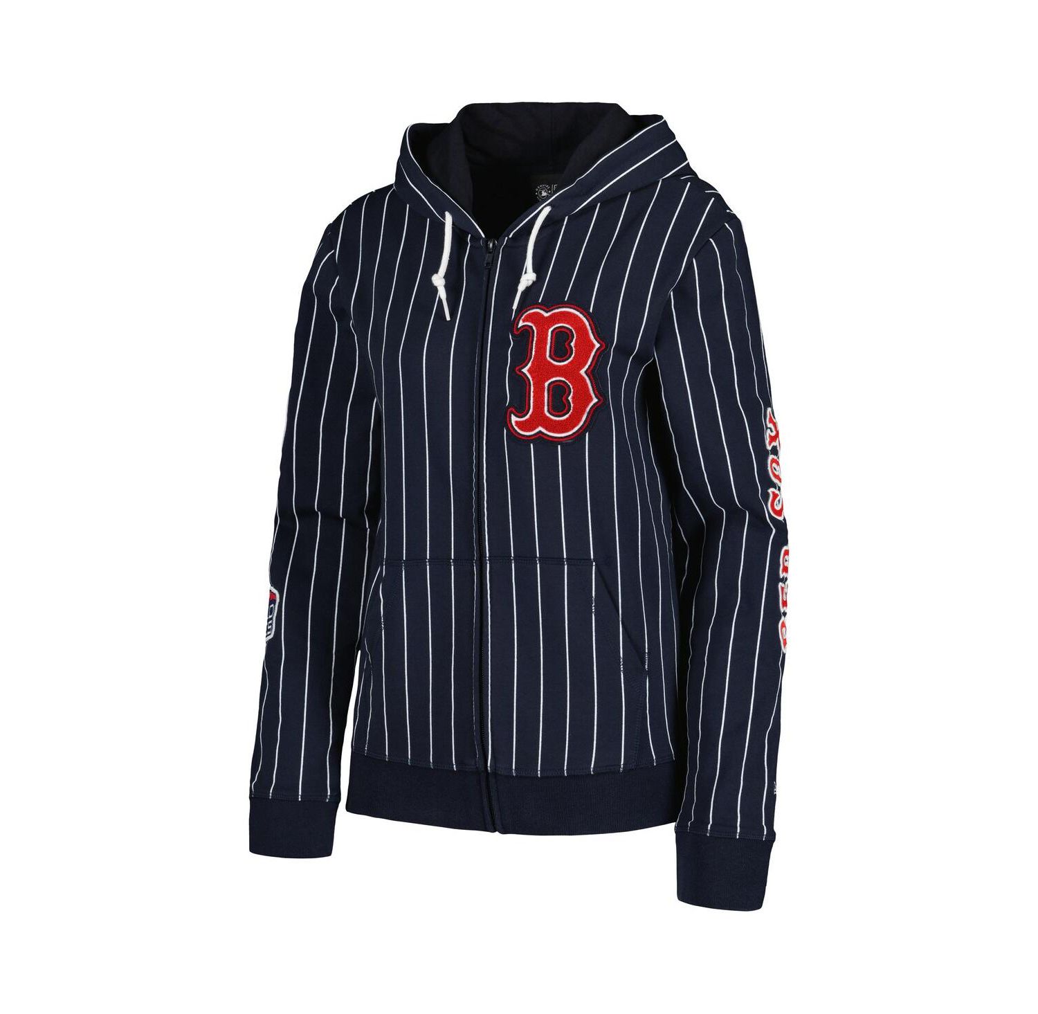 Women's Navy Boston Red Sox Pinstripe Tri-Blend Full-Zip Jacket