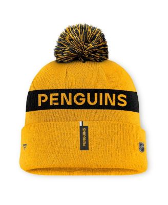 Women's Gold/Black Pittsburgh Penguins Authentic Pro Rink with Pom Cuffed Knit Hat