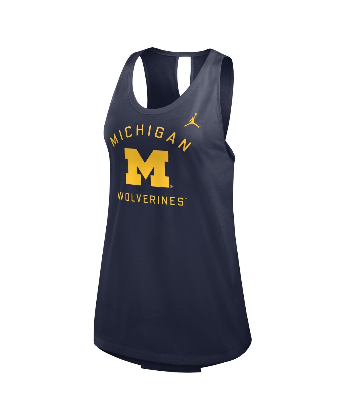 JORDAN WOMEN'S NAVY MICHIGAN WOLVERINES PRIMETIME OPEN BACK TANK TOP 