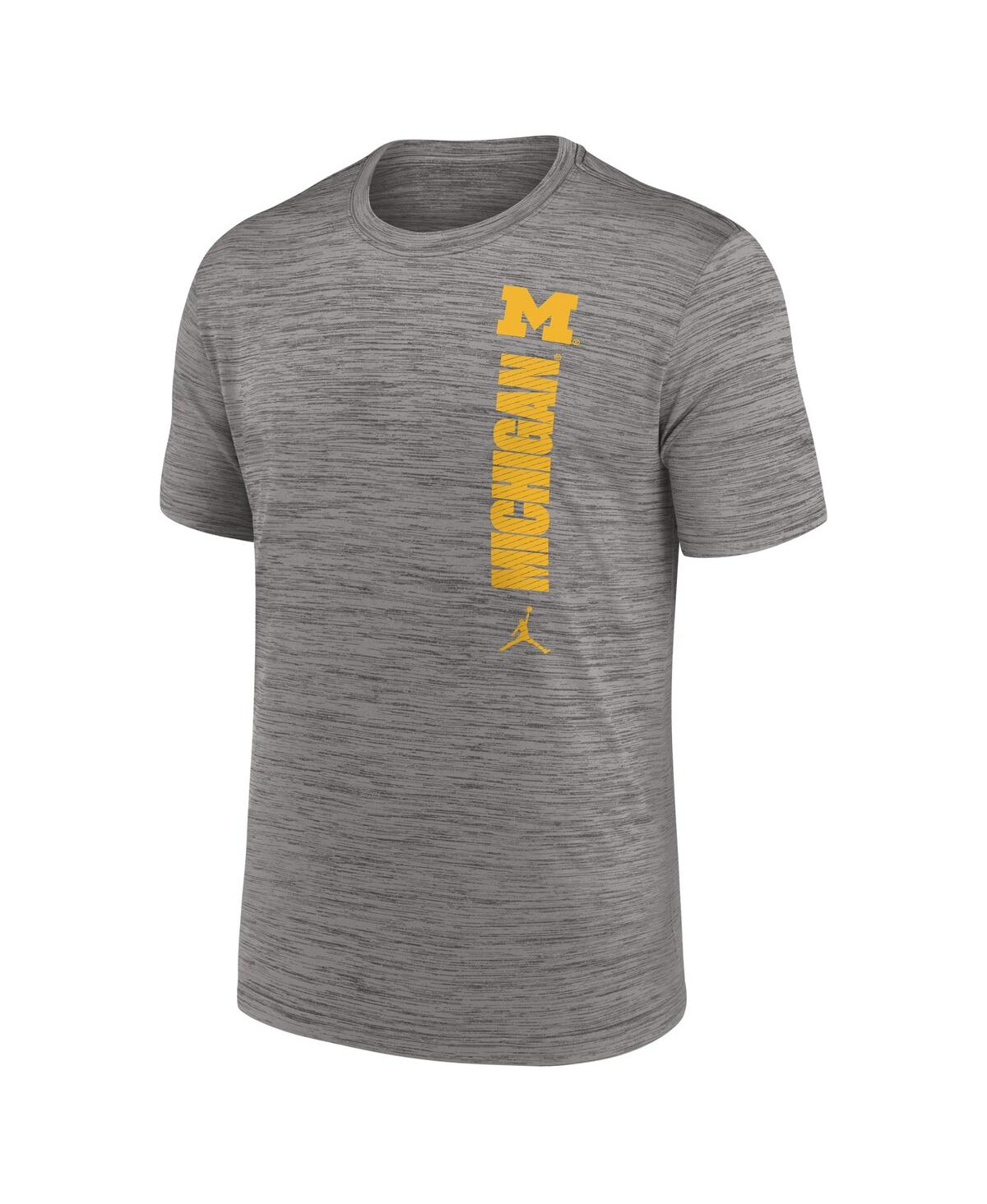 Jordan Men's Heather Gray Michigan Wolverines 2024 Sideline Velocity Performance Long Sleeve T-shirt In Heather Gray