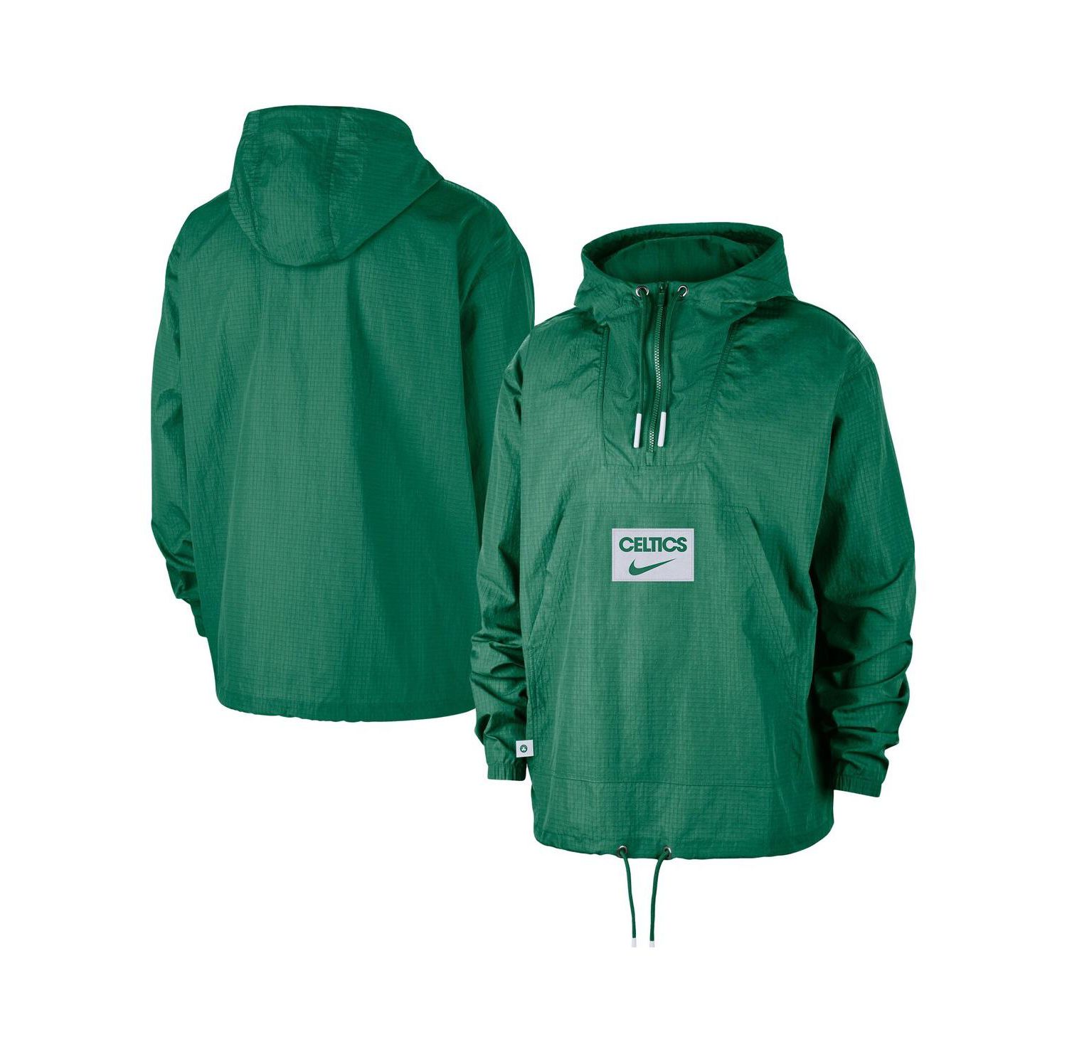 Men's Green Boston Celtics Courtside Premium Club Anorak Quarter-Zip Pullover Hoodie