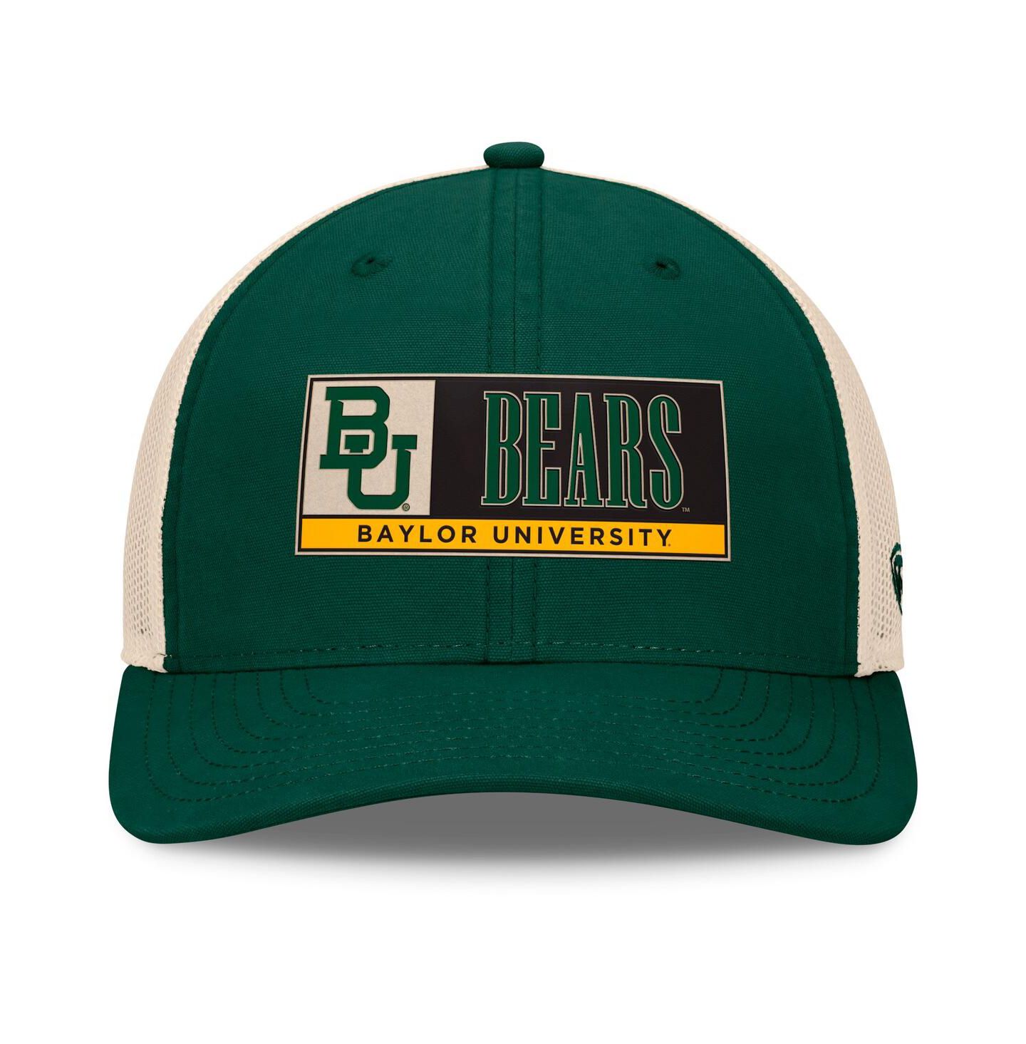 Мужская кепка Top of the World Green/Natural Baylor Bears Bennett Trucker Adjustable Hat — фото 2
