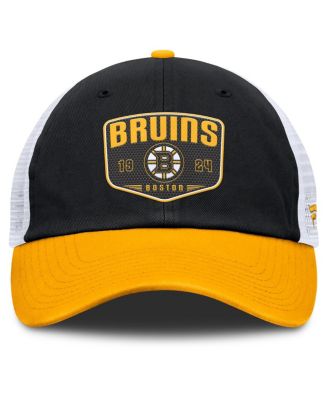 Men's Black Boston Bruins Fundamental One-Time Trucker Adjustable Hat