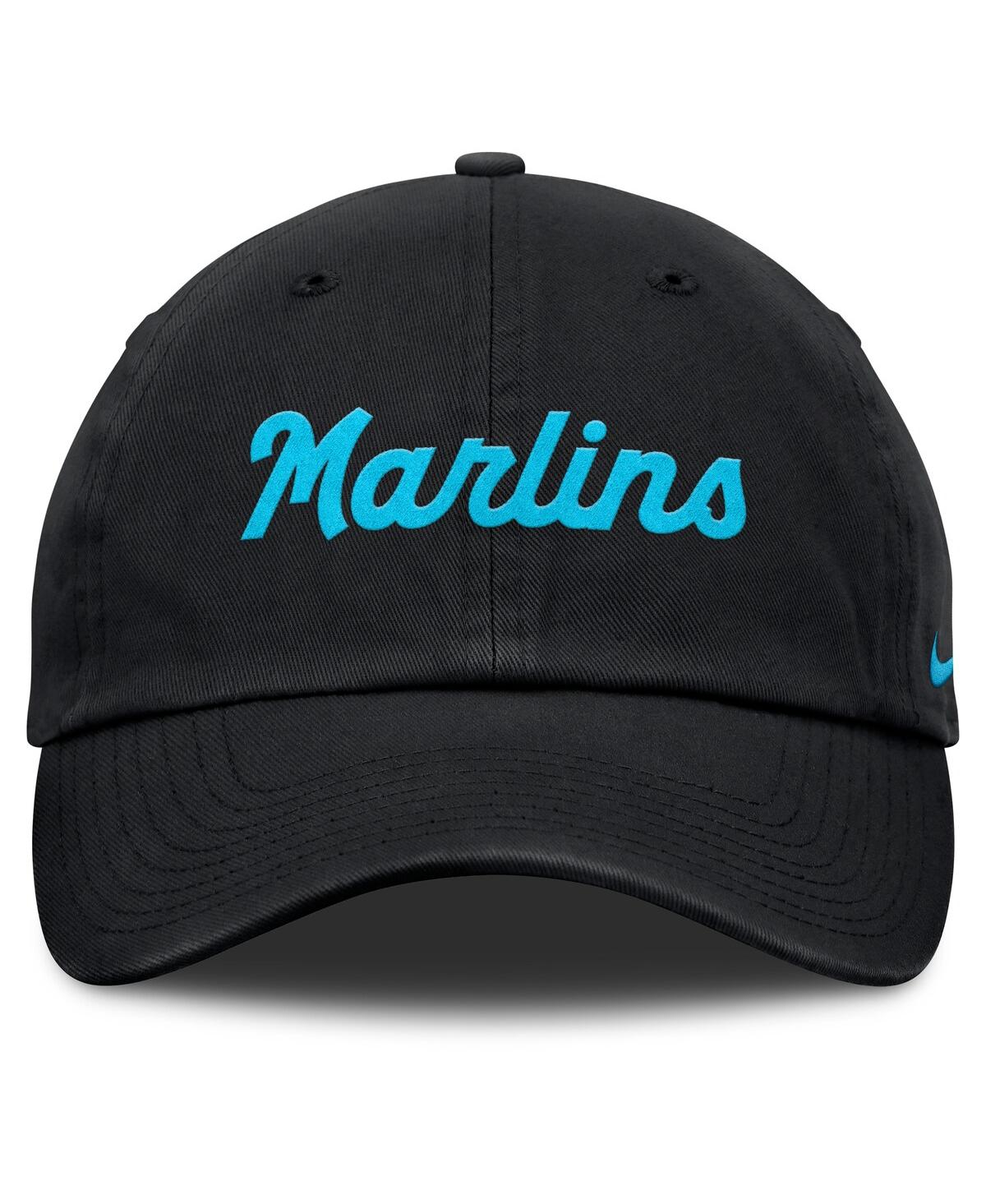 Nike Black Miami Marlins Club Adjustable Hat In Black