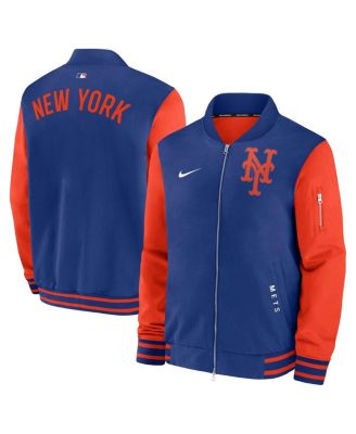 Nike - Men's Royal/Orange New York Mets Authentic Collection Dugout Full-Zip Bomber Jacket