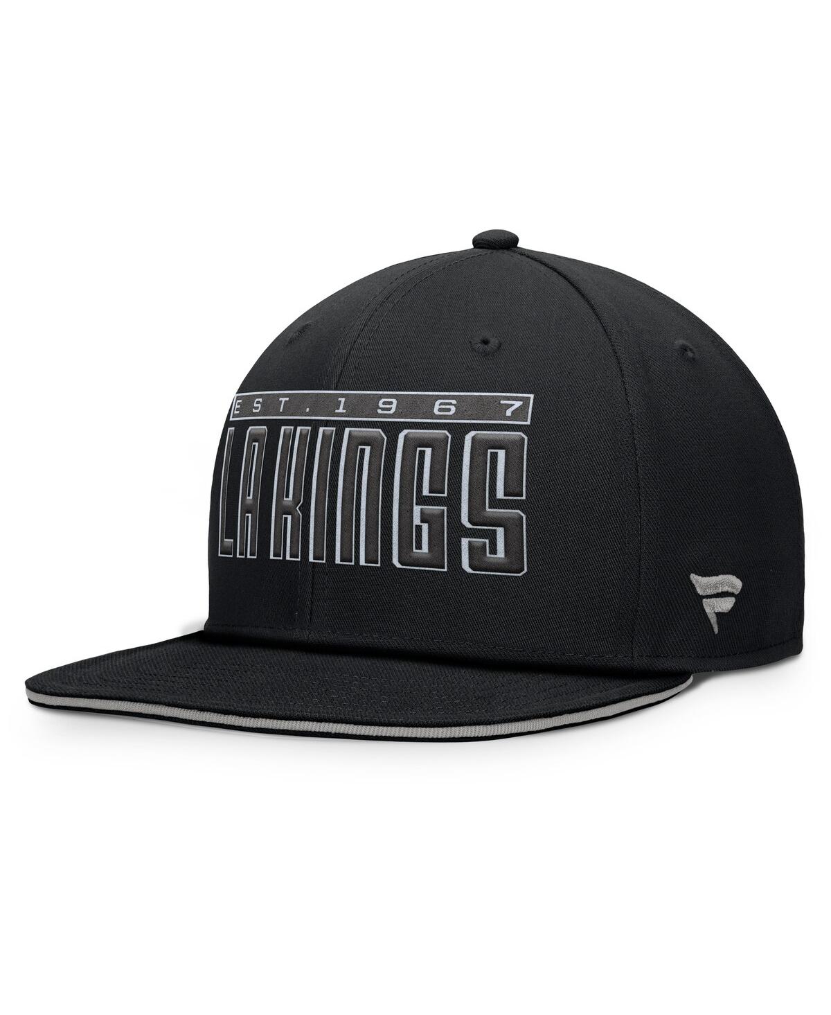 Fanatics Men's Black Los Angeles Kings Gino Flat Brim Snapback Hat In Black