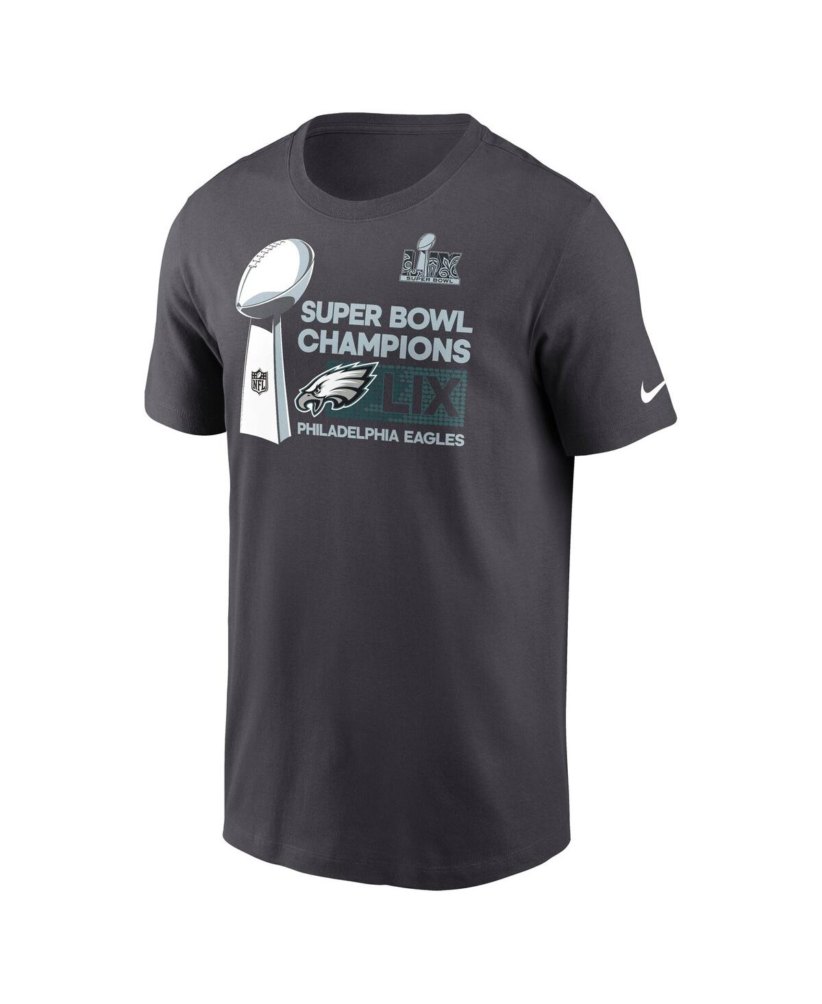 Nike Men's Anthracite Philadelphia Eagles Super Bowl Lix Champions Tall Locker Room Trophy Collection T-s In Blue