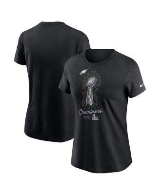 Nike - Women's Black Philadelphia Eagles Super Bowl LIX Champions Lombardi Trophy T-Shirt