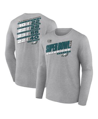 Fanatics - Men's Heather Gray Philadelphia Eagles Super Bowl LIX Champions Counting Points Score Long Sleeve T-Shirt