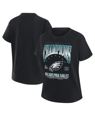 WEAR by Erin Andrews - Women's Black Philadelphia Eagles Super Bowl LIX Champions Boyfriend T-Shirt