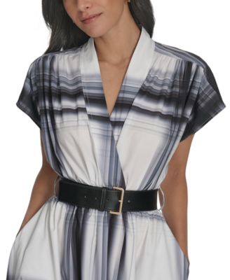 Calvin Klein Women's Plaid Belted A-Line Dress - Macy's