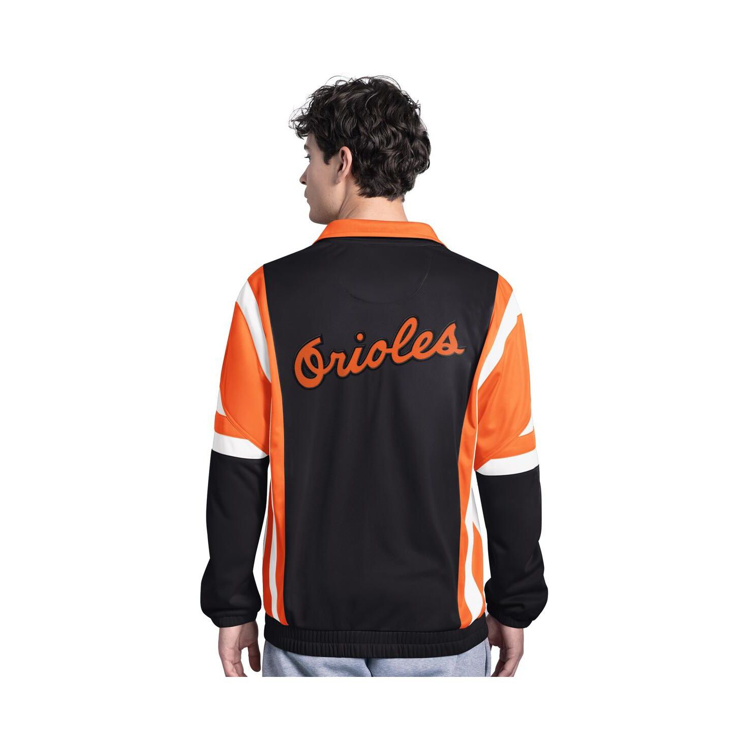 Мужская куртка Starter Black/Orange Baltimore Orioles Contender Tricot Full-Zip Track — фото 2