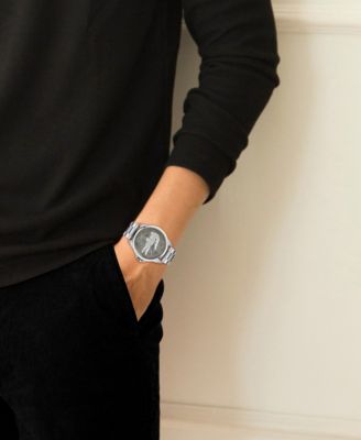 Men's Le Croc Silver Tone Stainless Steel Bracelet Watch, 43mm