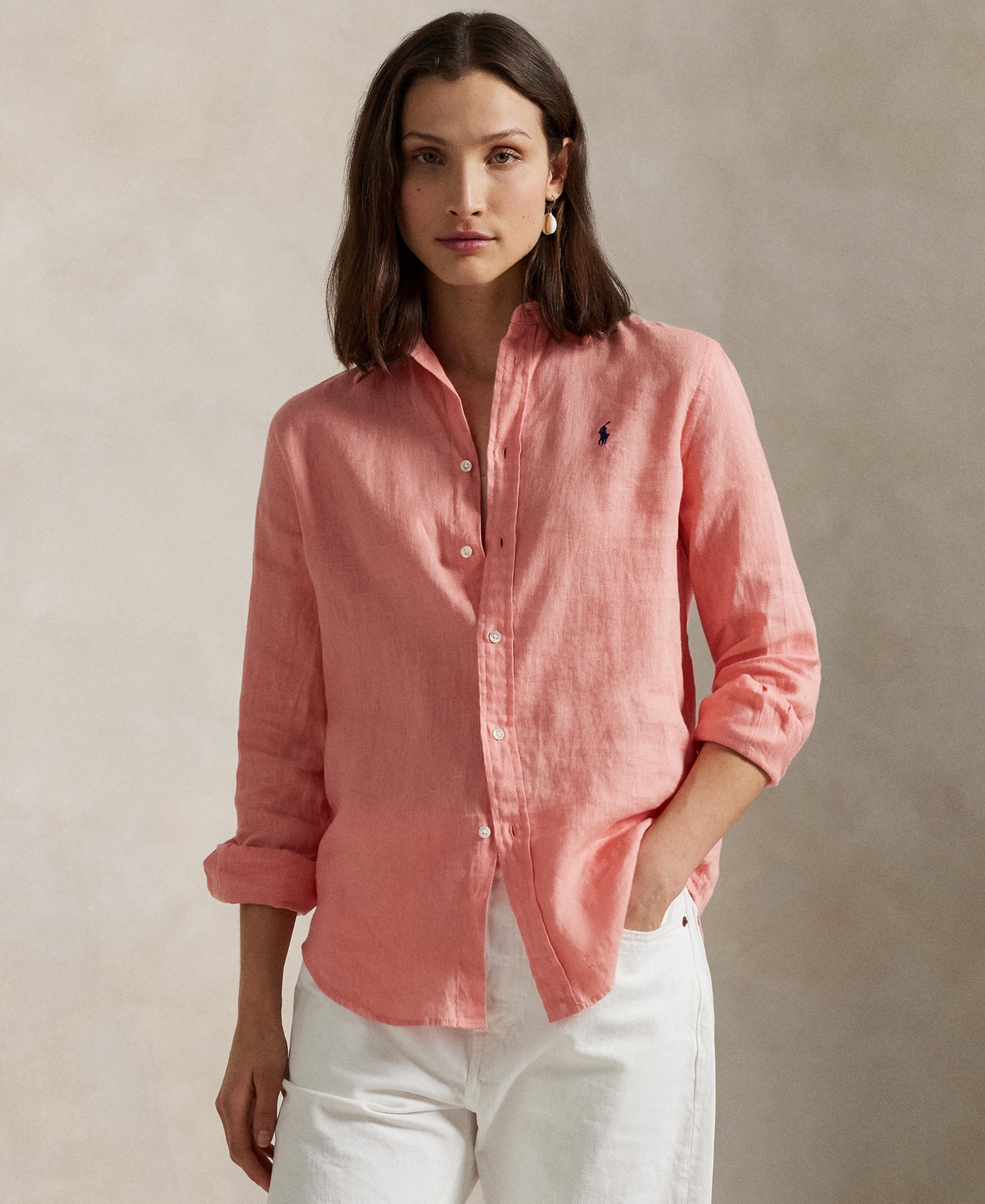 Polo Ralph Lauren Classic Fit Linen Button-up Shirt In Adirondack Rose