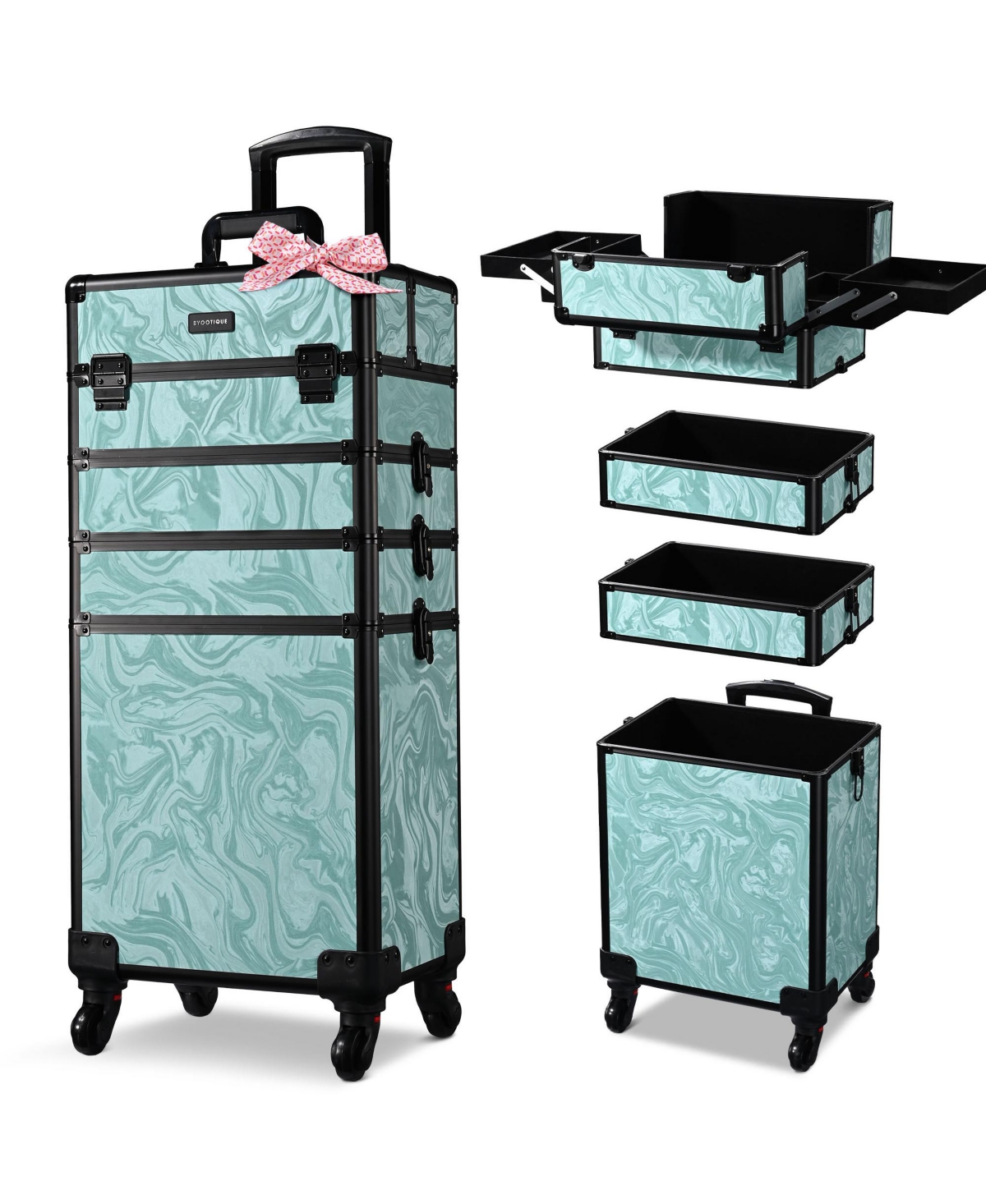 Rolling Makeup Train Case 4in1 Cosmetic Case - Pink